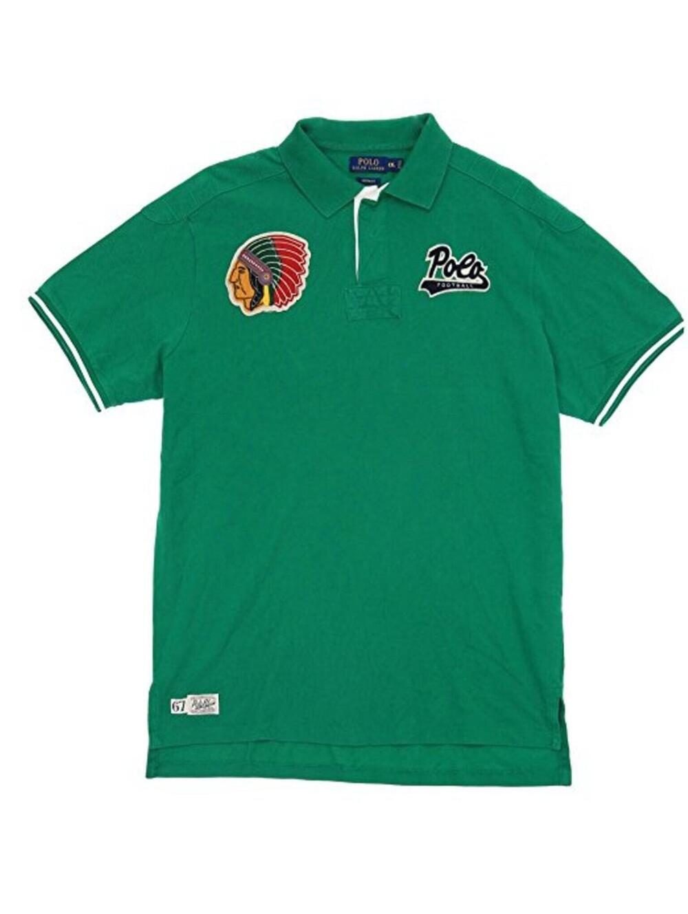 Polo Ralph Lauren Mens Custom Fit Indian Chief Head Shirt Green Size Large NWT